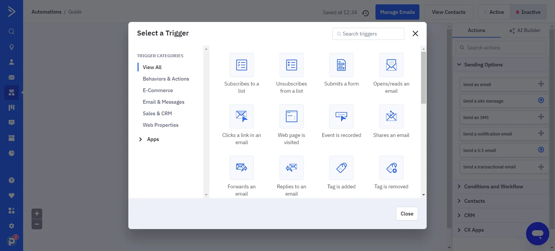ActiveCampaign trigger setup