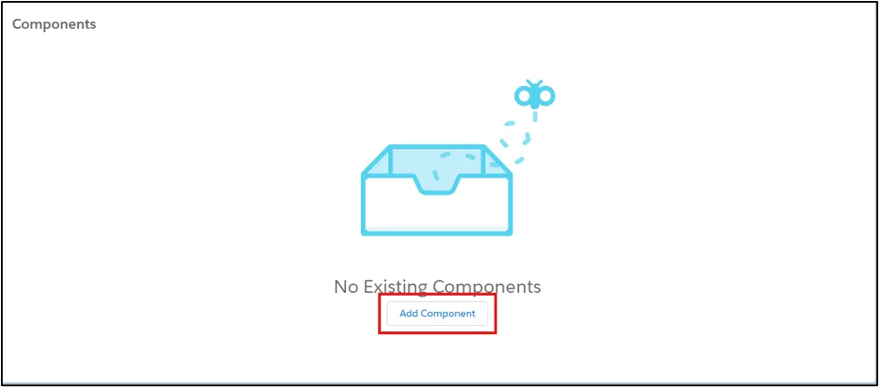 Salesforce Marketing Cloud new package creation form with name and description fields and Add Component button