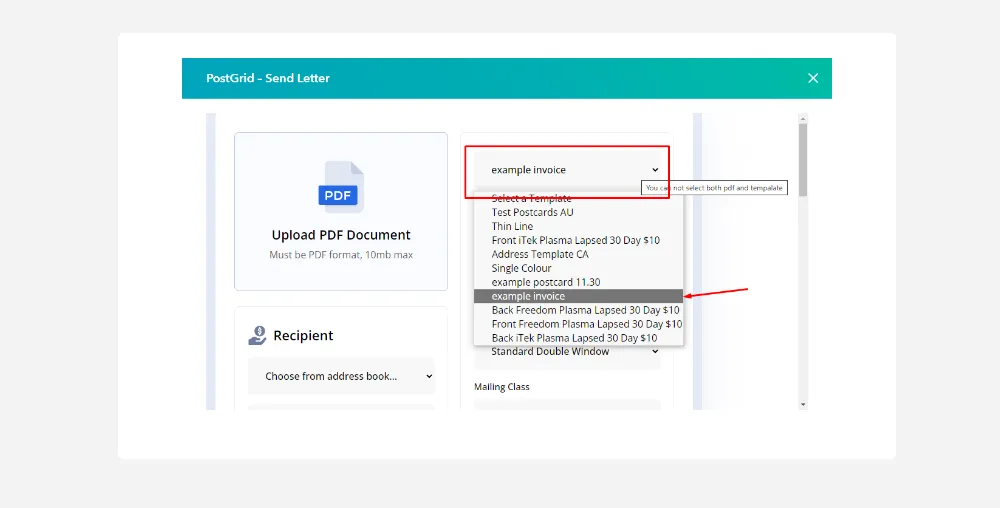 Letter additional options
