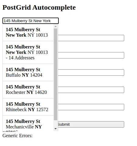 Autocomplete dropdown showing a hint indicating 14 unit numbers available at the selected building address