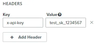 Klaviyo webhook headers section showing the x-api-key field with a PostGrid API key value