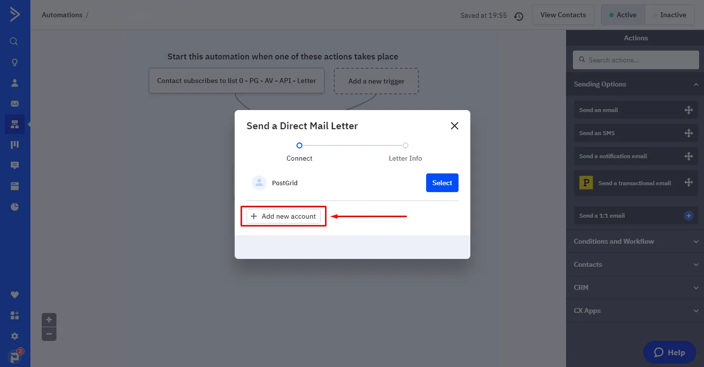 Select PostGrid account