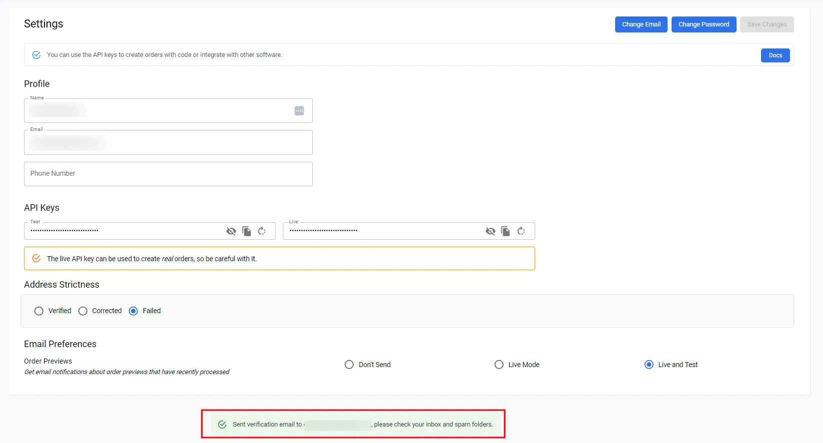 Email in inbox with an Activate your profile link to confirm the email address change