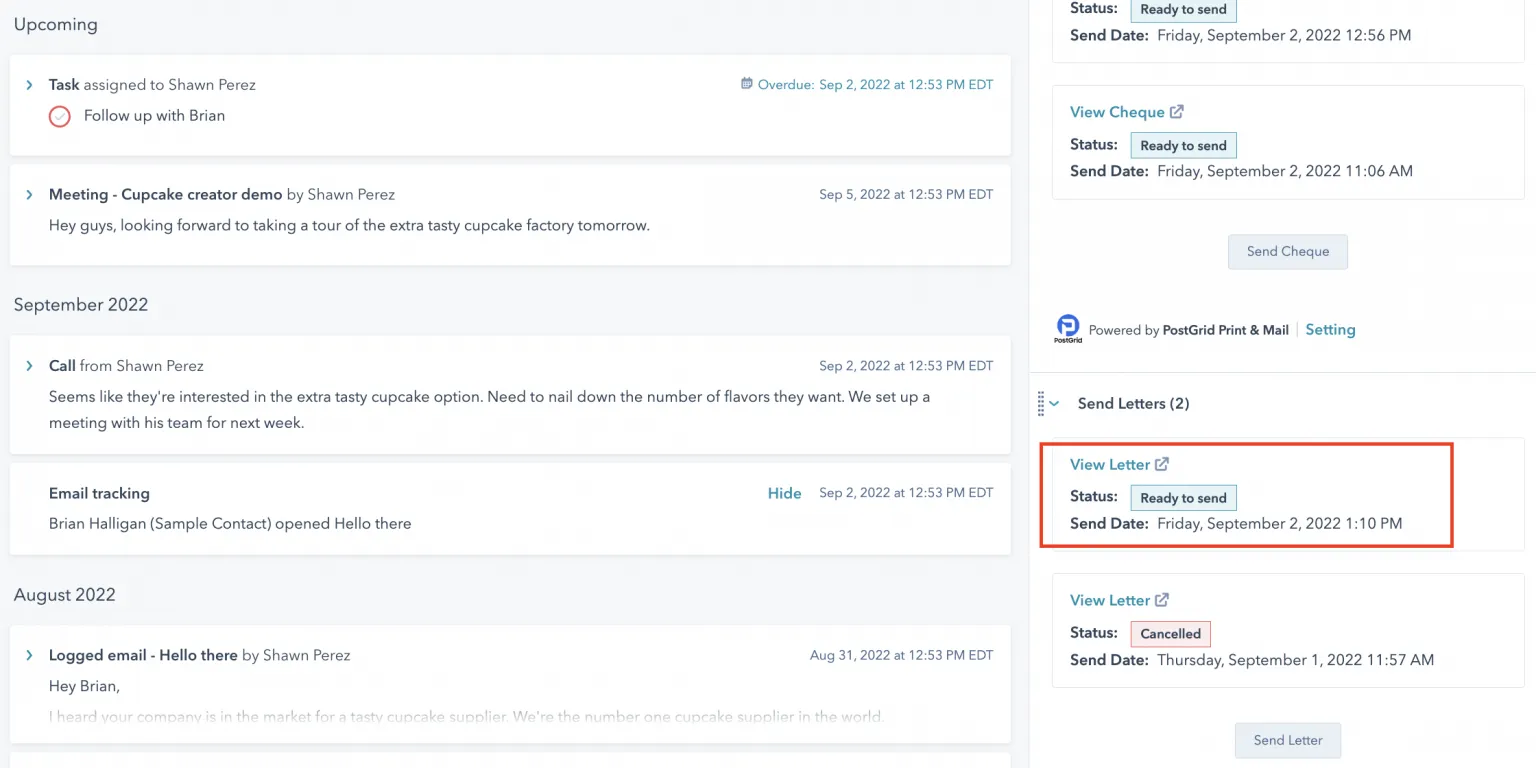 Letter status update