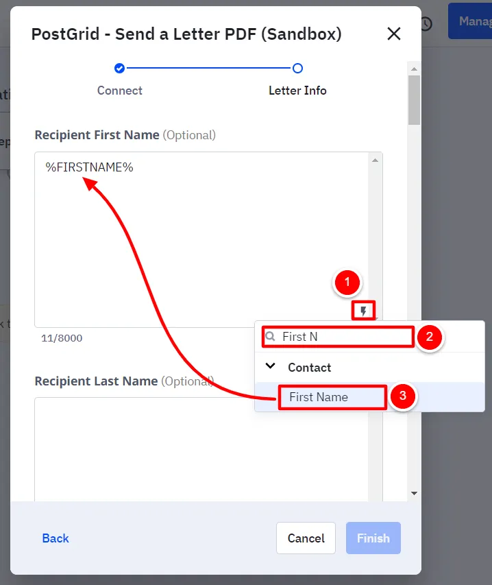 ActiveCampaign merge variable selection