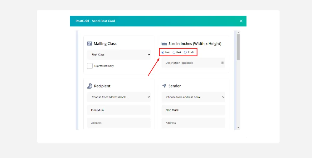 Postcard mailing options