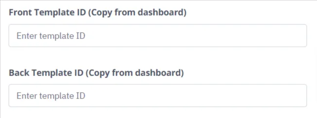 Template ID field for postcards