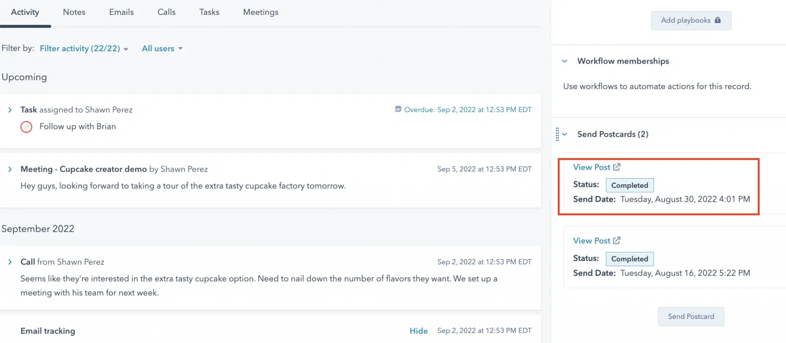 Postcard status update