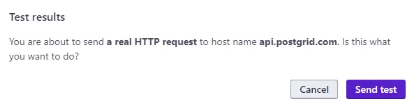 Customer.io Send Test Request button for triggering a test webhook call