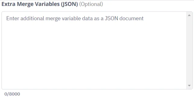 Extra merge variables JSON field