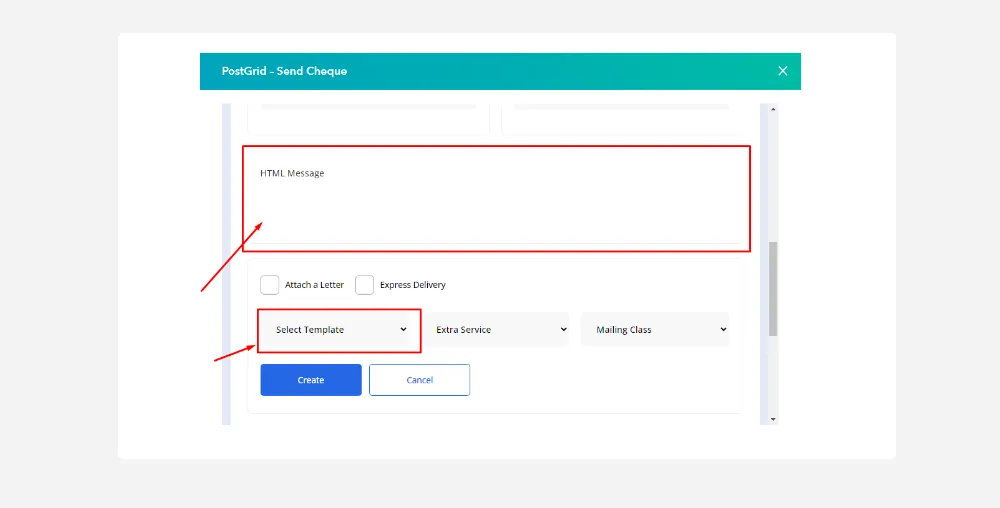 Custom HTML message for cheque