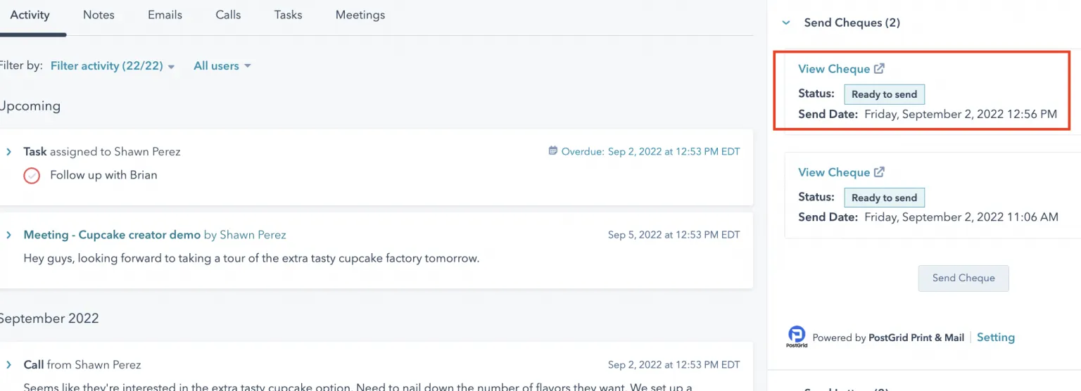 Cheque status update