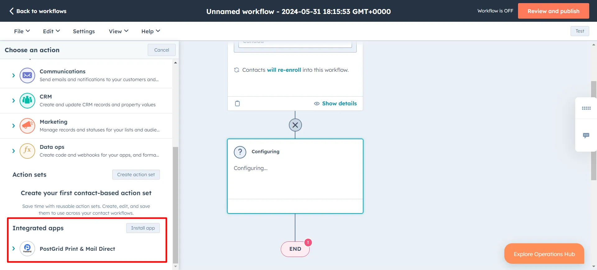 Add PostGrid action to workflow