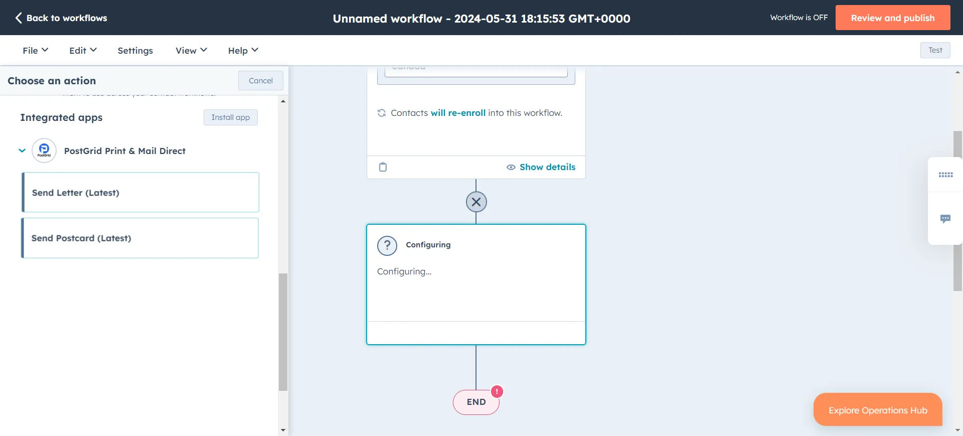 PostGrid workflow app options