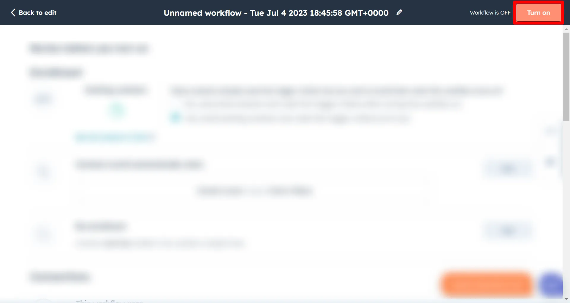 Turn on the workflow